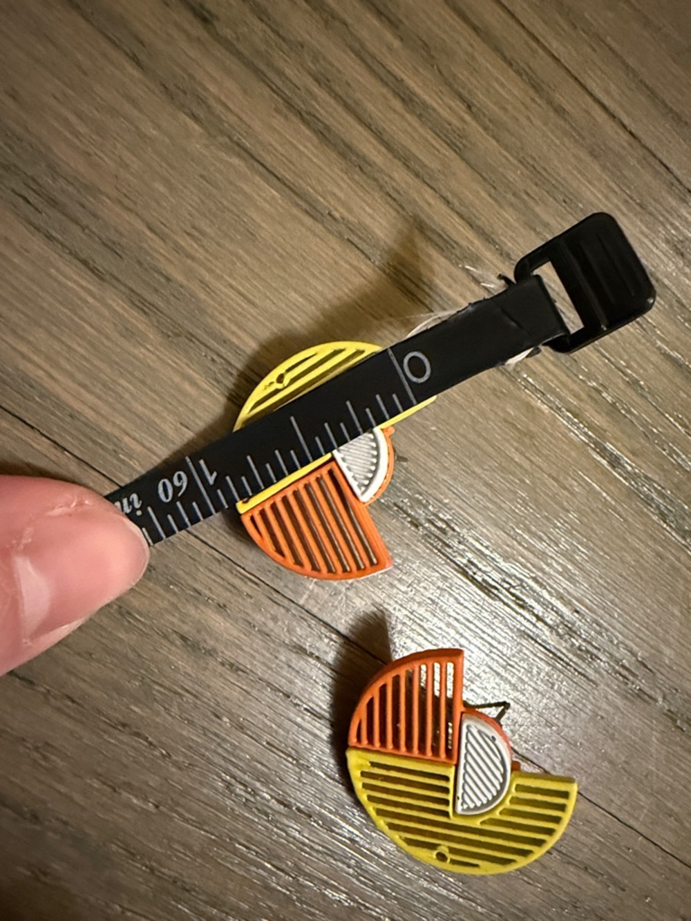 Geometric Half-Moon Enamel Earrings in Yellow, Orange, and White - Picture 4 of 4